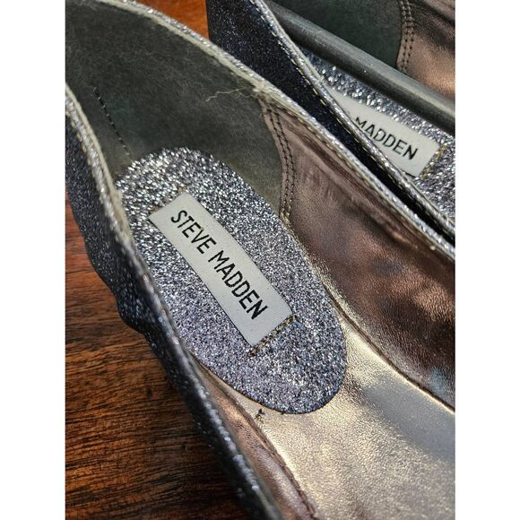 Steve Madden Silver Sparkly Flats Womens Size 9 - Picture 6 of 7